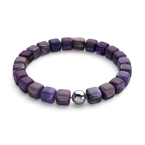 Lila Achat | Silber | Edelstein-Kieselstein-Armband
